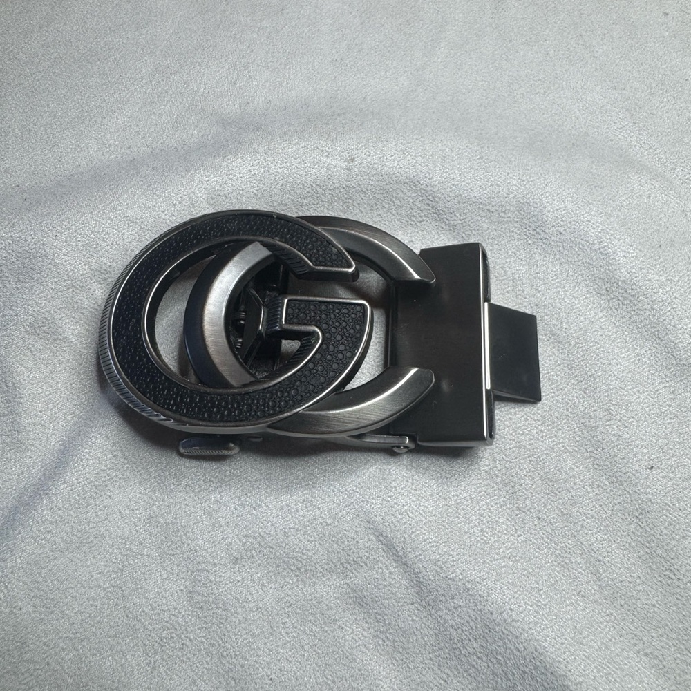 Men's Black Interlocking G-Style Metal Belt Buckle